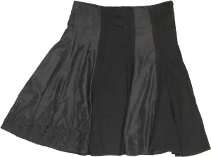 00s Black Satin Midi Skirt