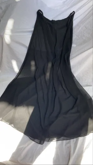 90s Black Sheer Maxi Skirt - 31