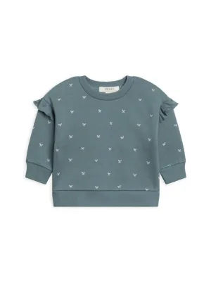 Abbie Ruffle Pullover Sweatshirt - Bow / Teal