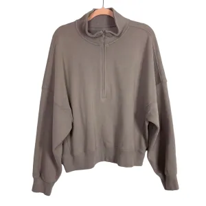 Abercrombie & Fitch Soft A&F Max Essentials Taupe Half Zip Pullover-Size XL