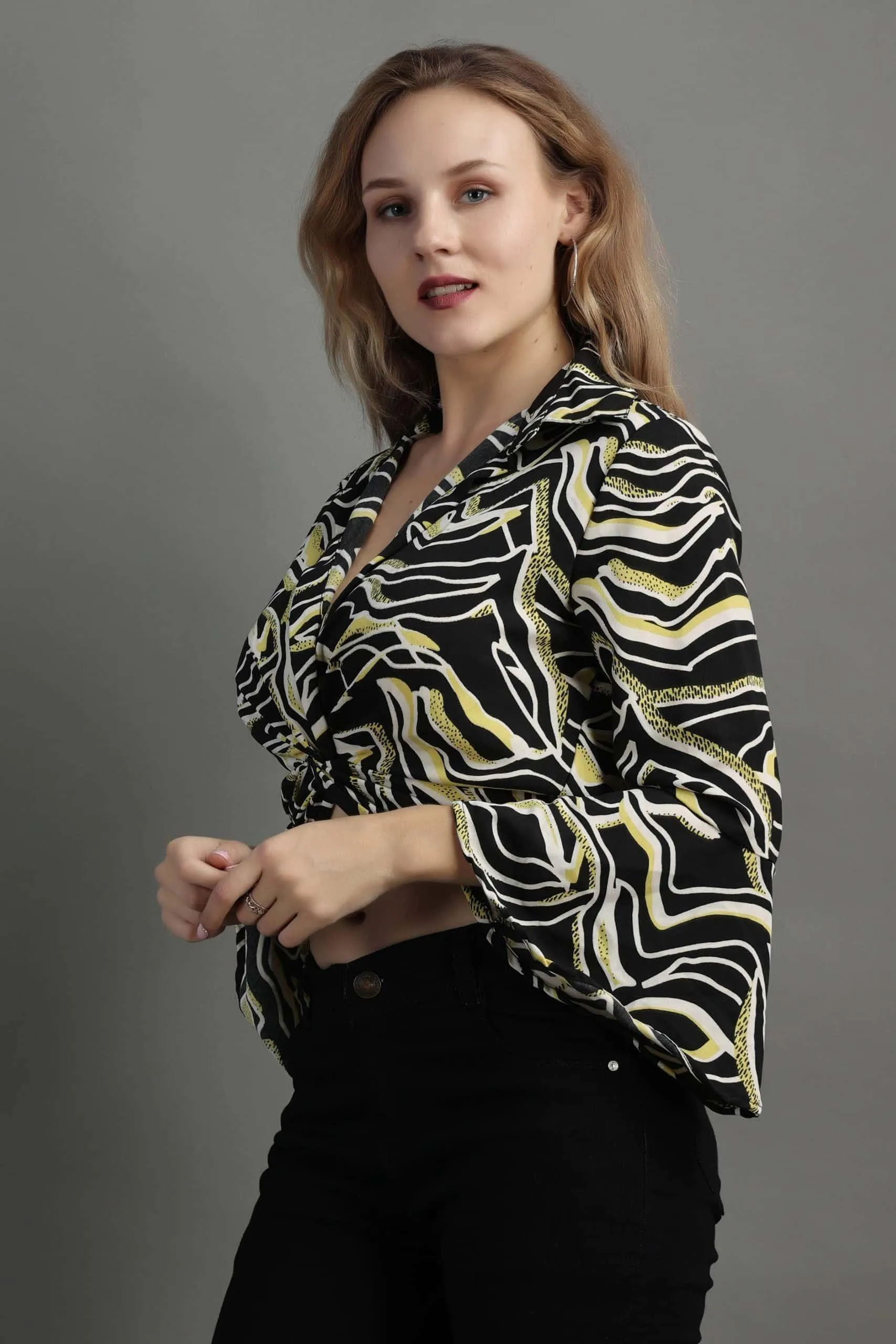 Abstract Printed Front Knot Top