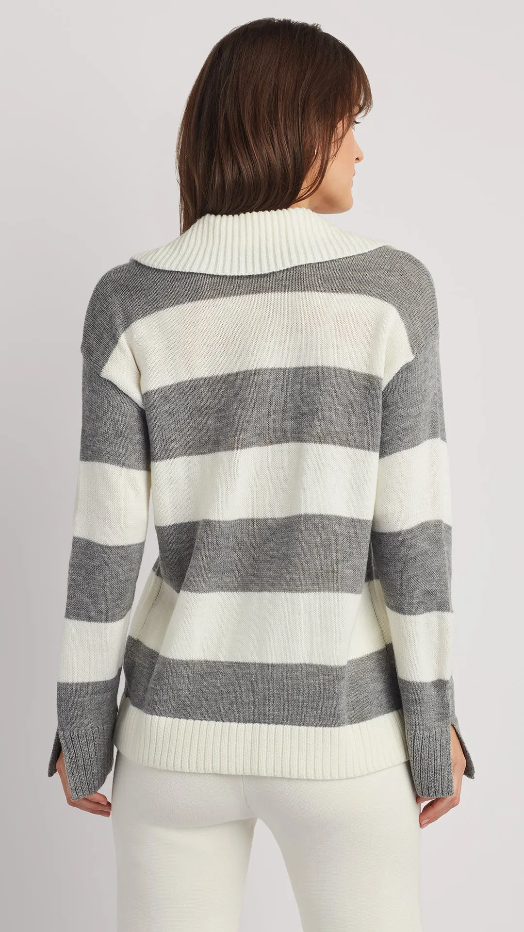 ADDISON OPEN-NECK POLO SWEATER