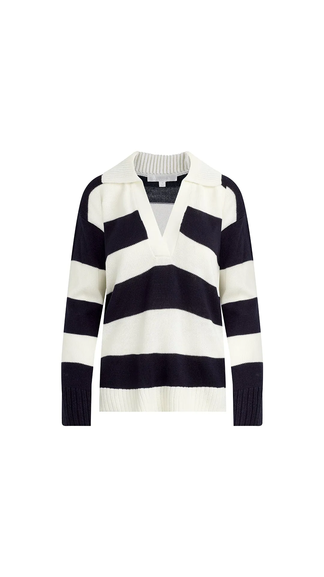 ADDISON OPEN-NECK POLO SWEATER