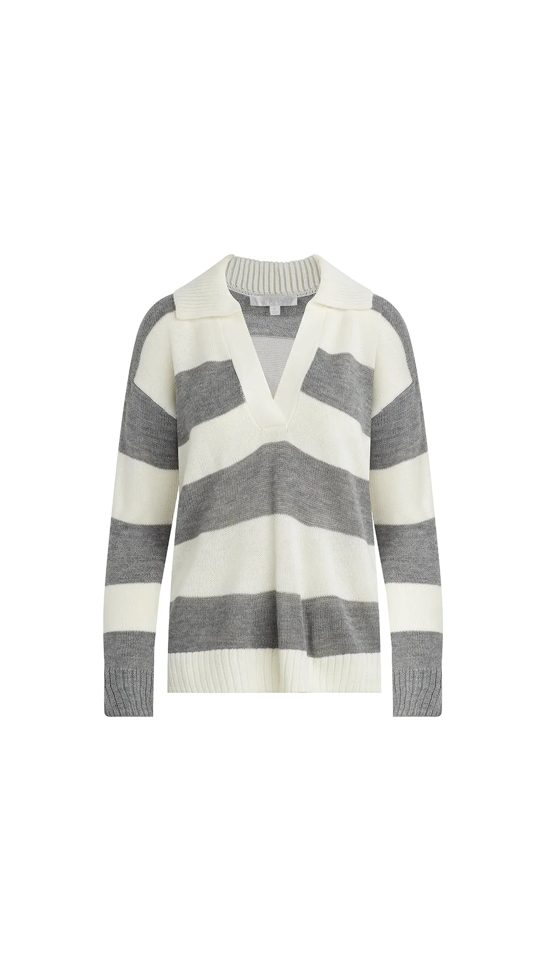 ADDISON OPEN-NECK POLO SWEATER