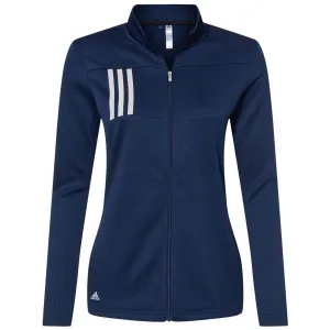 adidas Women's Team Navy Blue/Grey Two 3-Stripes Double Knit Full-Zip