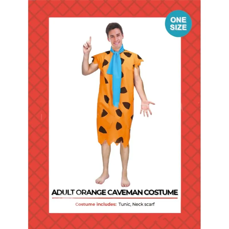 Adults Orange Caveman Costume - One Size Fits Most