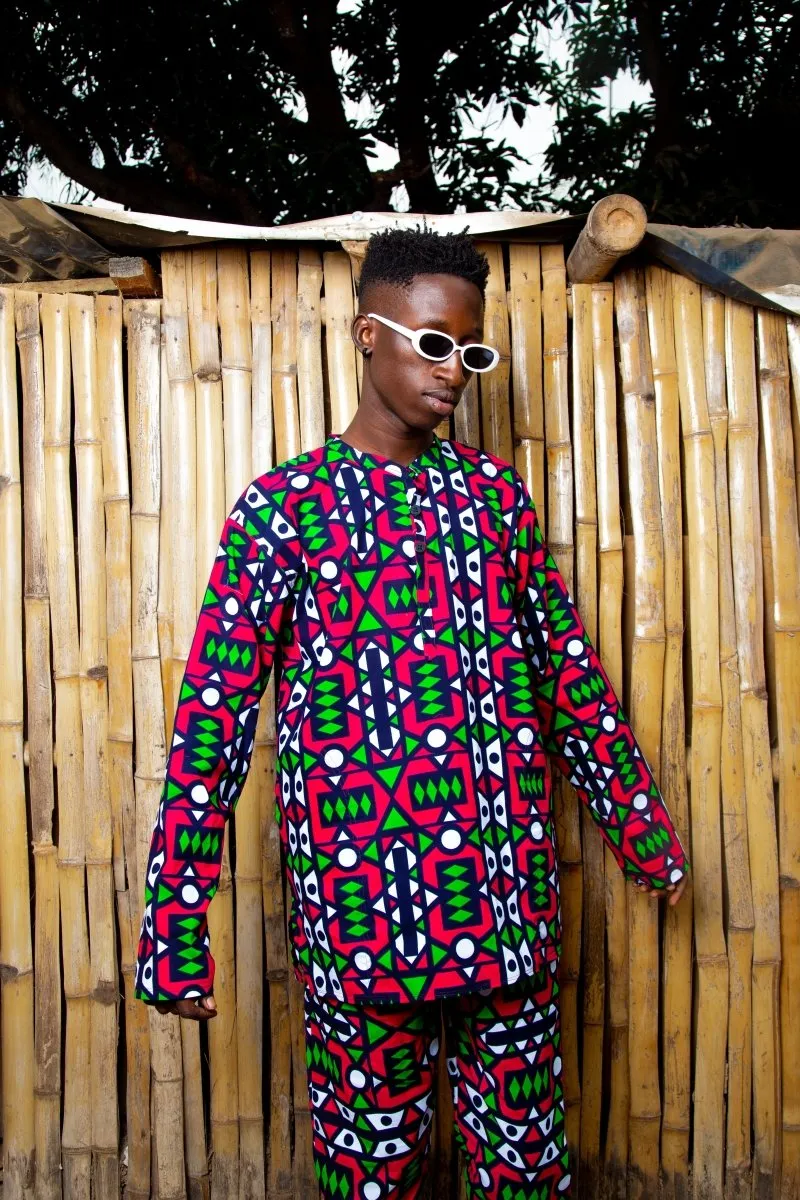 African Print Shirt in Electric Pink