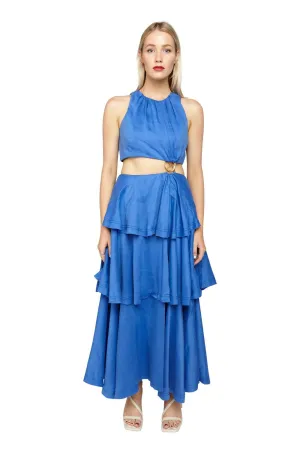 Aje Wave Cut Out Ring Midi Dress Marine Blue Size 8