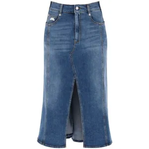 Alexander McQueen washed denim midi skirt