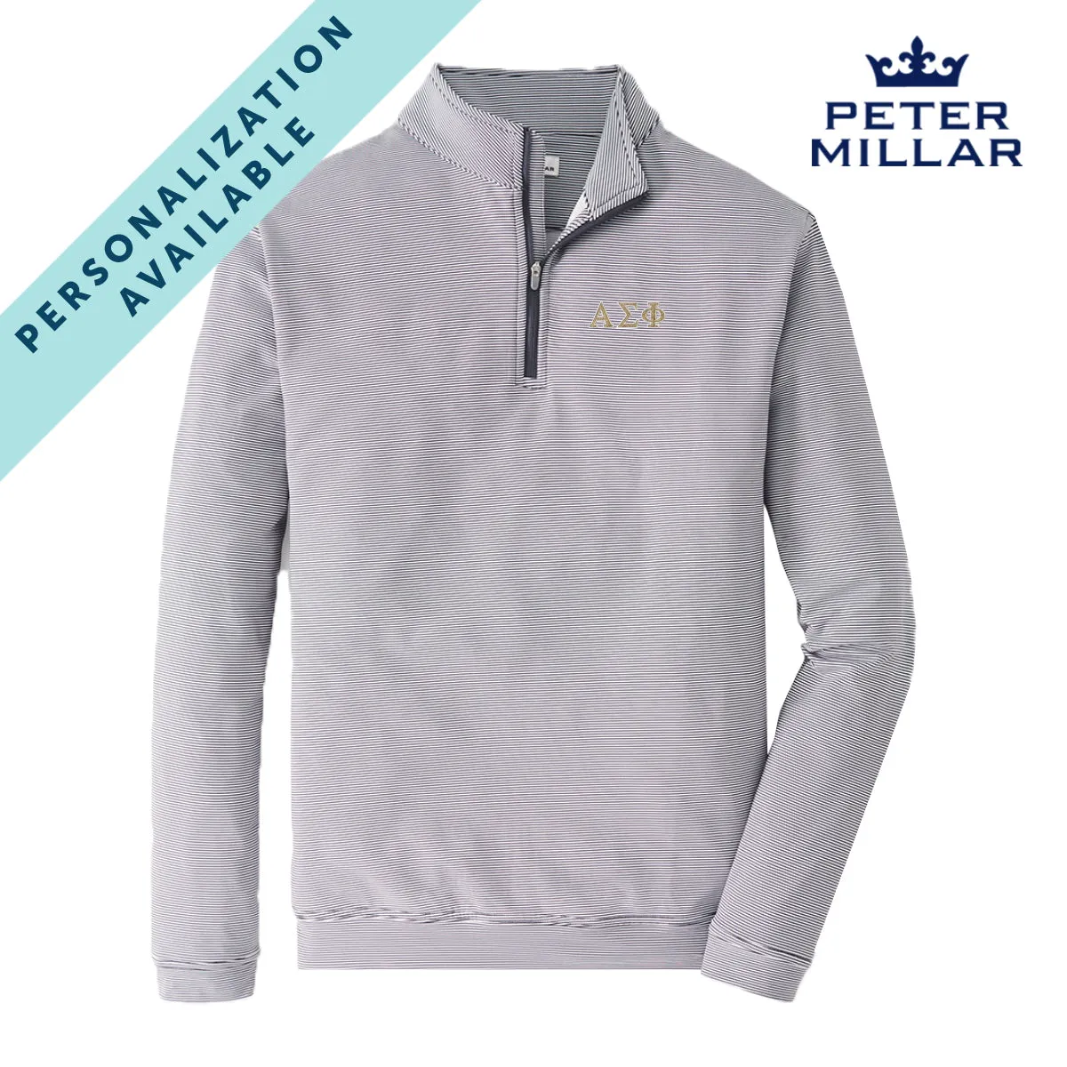 Alpha Sig Peter Millar Mini Stripe Stretch Quarter Zip