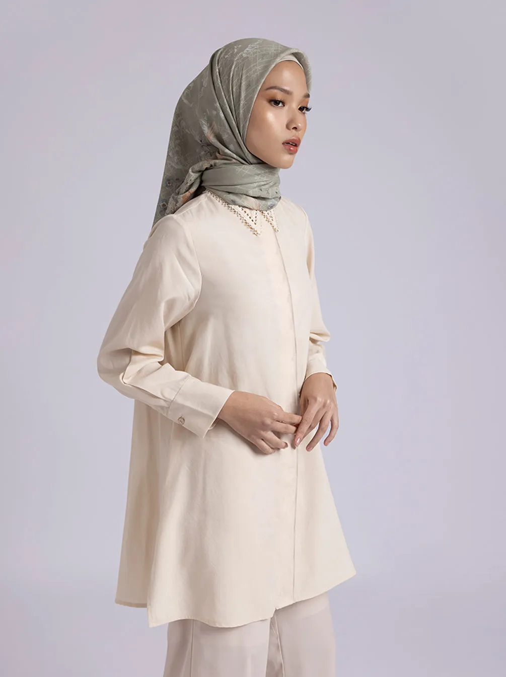 AMARI SLIM FIT TUNIC PLAIN BUTTERCREAM