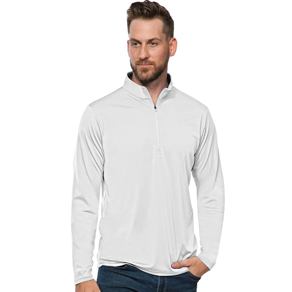 Antigua Men's White Tribute 1/4 Zip Pullover