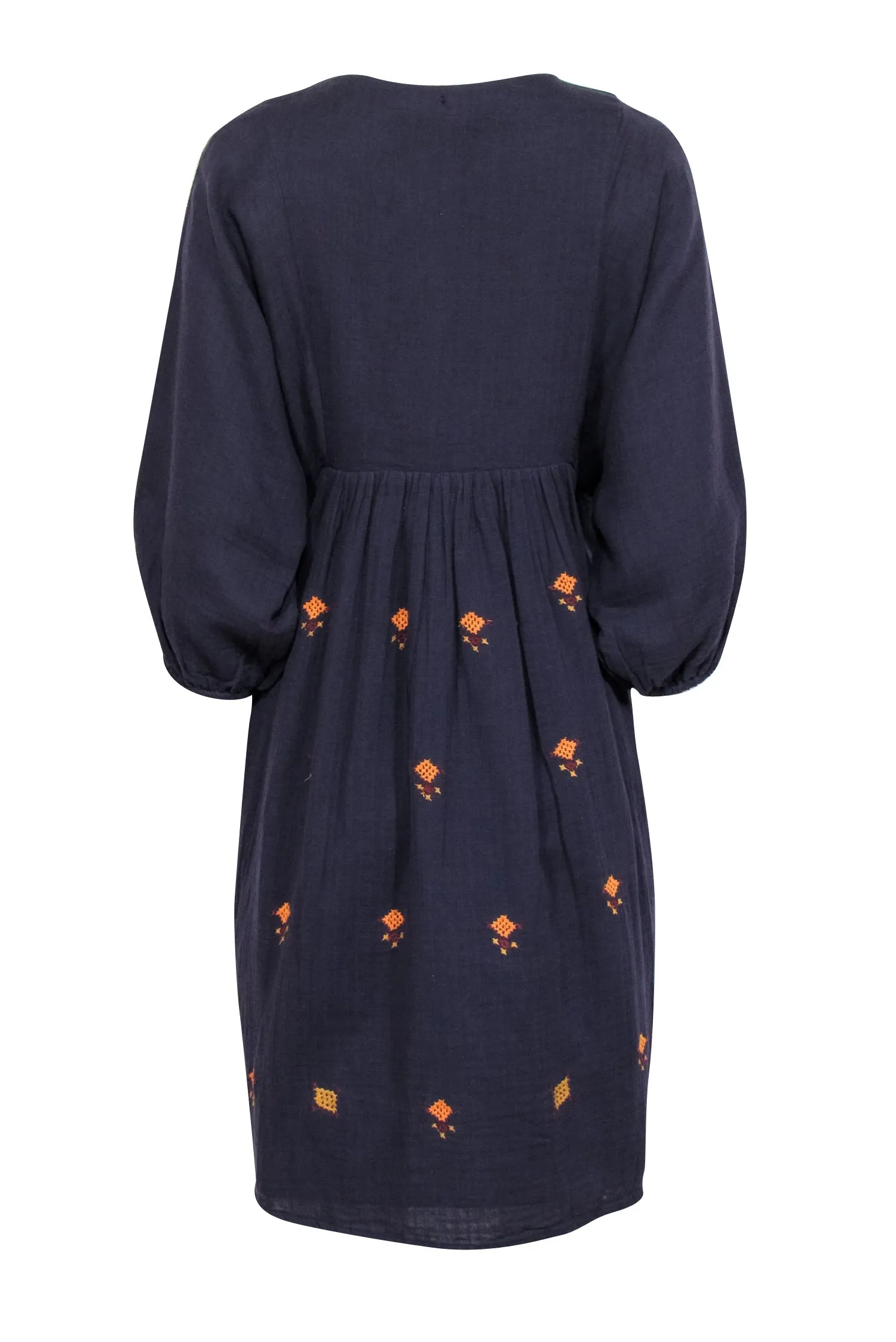 Antik Batik - Navy Crop Sleeve "Sharlen" Dress w/ Embroidered Detail Sz M