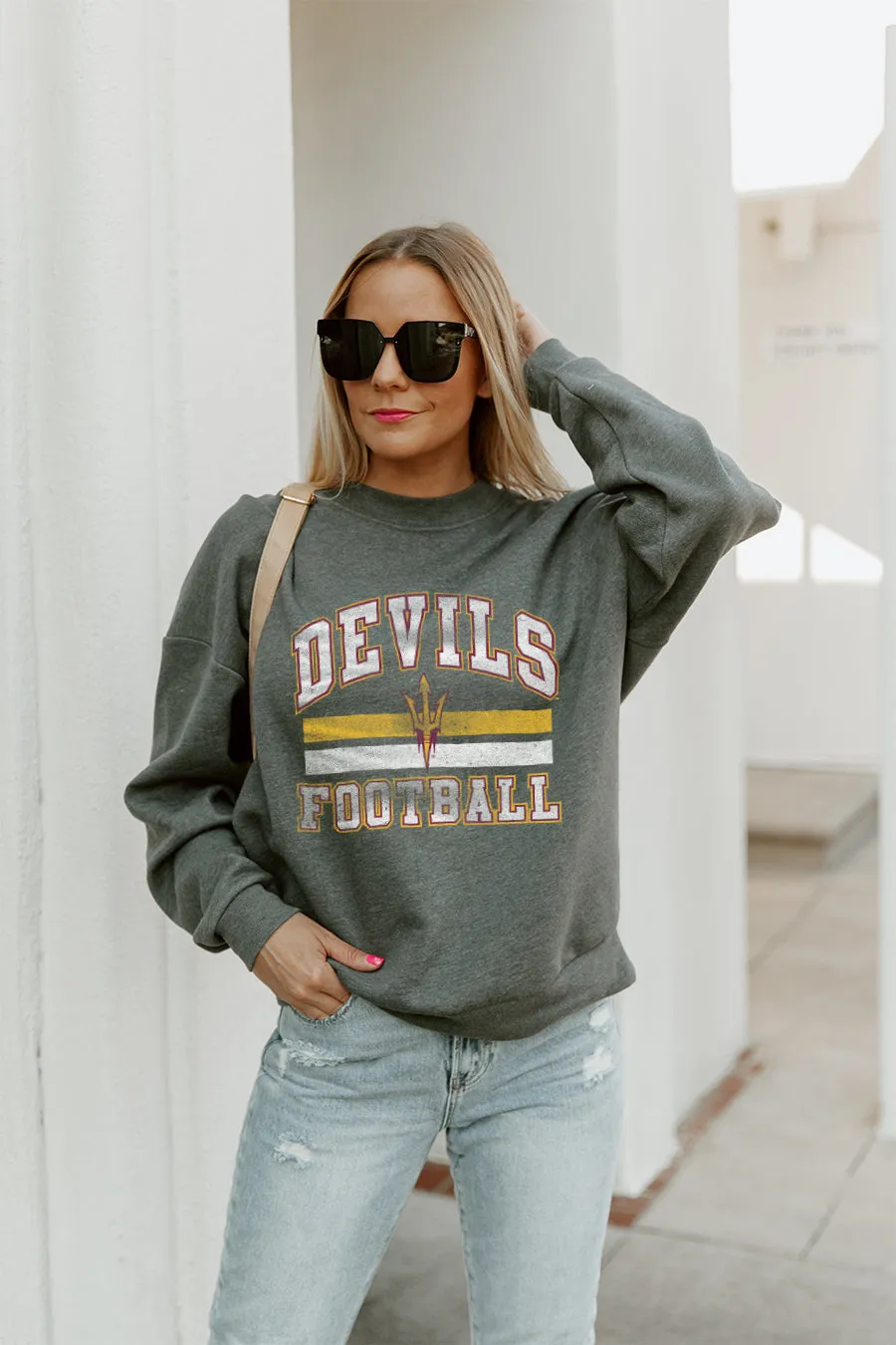 ARIZONA STATE SUN DEVILS PLAYMAKER PREMIUM FLEECE DROP SHOULDER CREWNECK PULLOVER