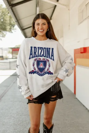 ARIZONA WILDCATS ALLSTAR EMBELLISHED SLEEVE CREWNECK PULLOVER BY MADI PREWETT TROUTT