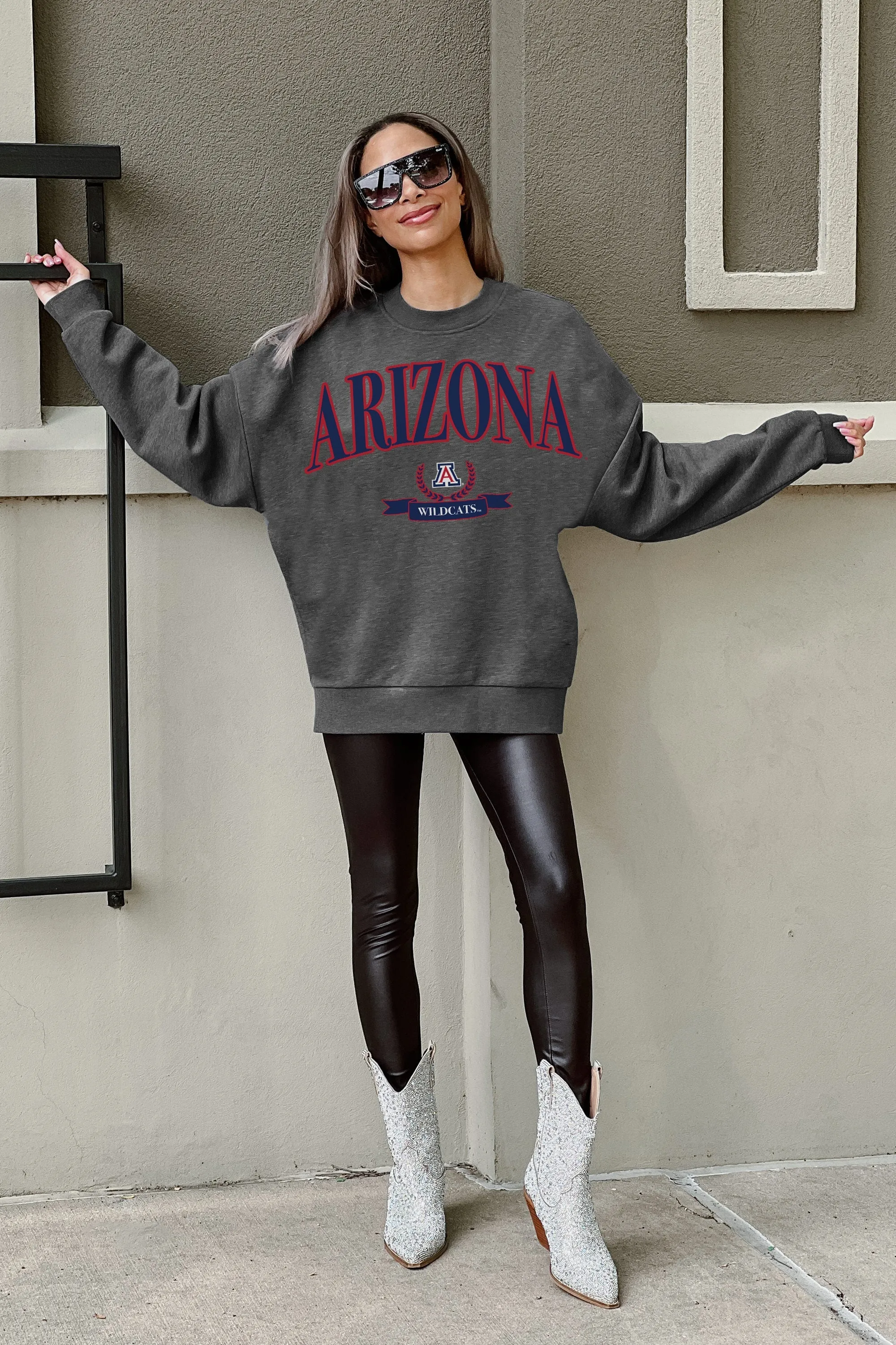 ARIZONA WILDCATS SEAL THE DEAL PREMIUM FLEECE DROP SHOULDER CREWNECK PULLOVER