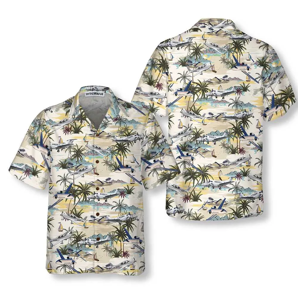 Army Aviation Aircraft Tropical Pattern Hawaiian Shirt, Tropical Aviation Shirt For Men