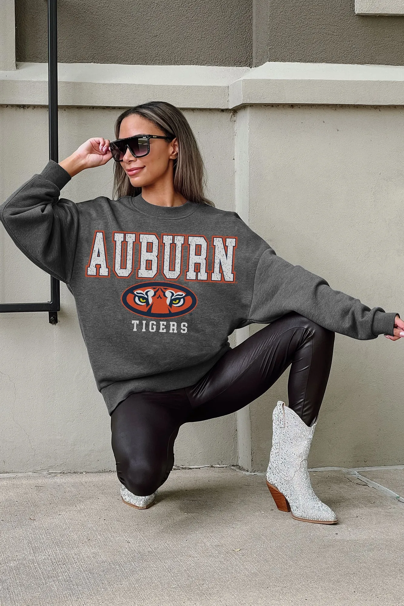 AUBURN TIGERS EASY STREET PREMIUM FLEECE DROP SHOULDER CREWNECK PULLOVER