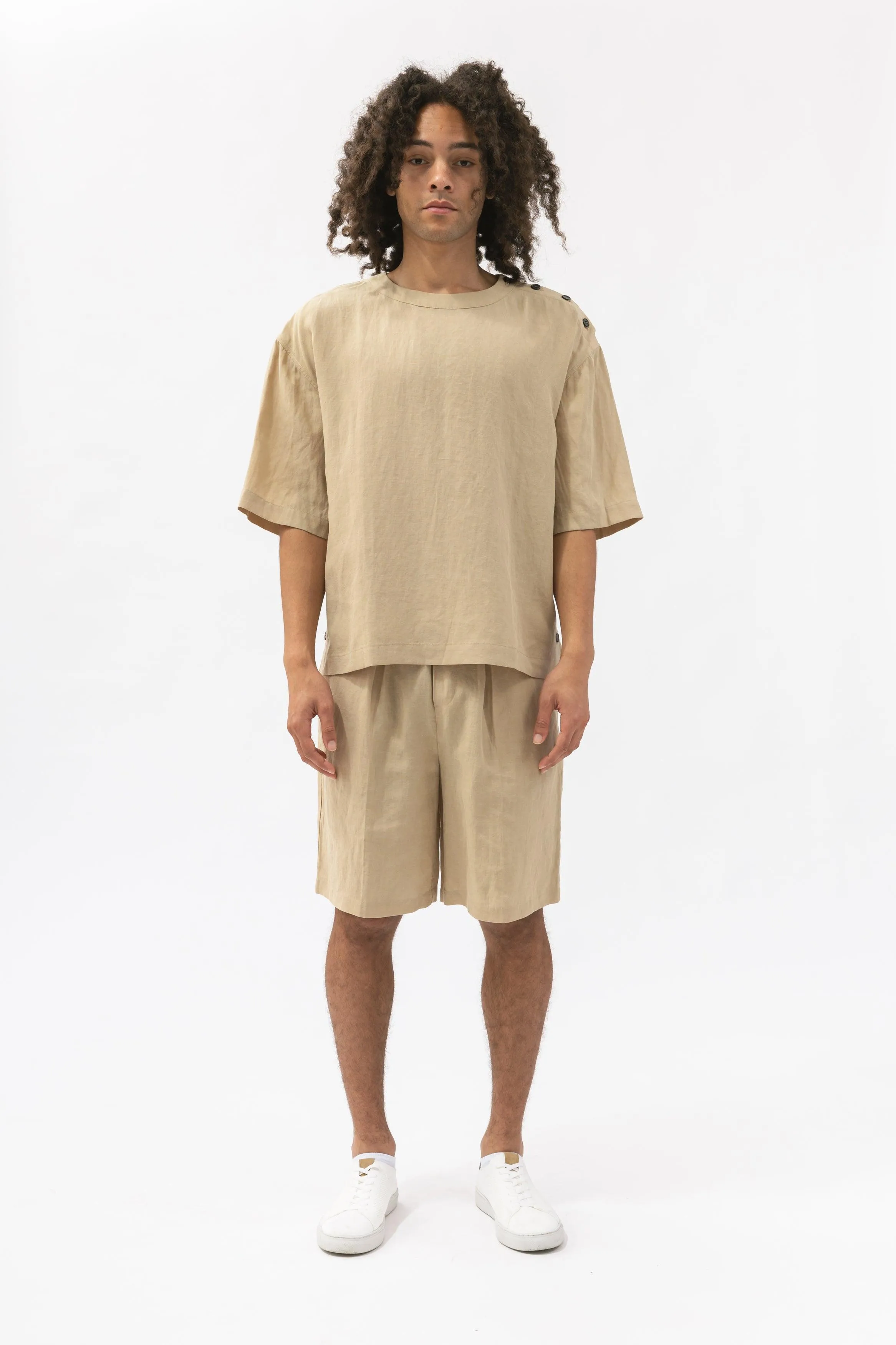 Bamboo Shoulder Accent Linen Pullover