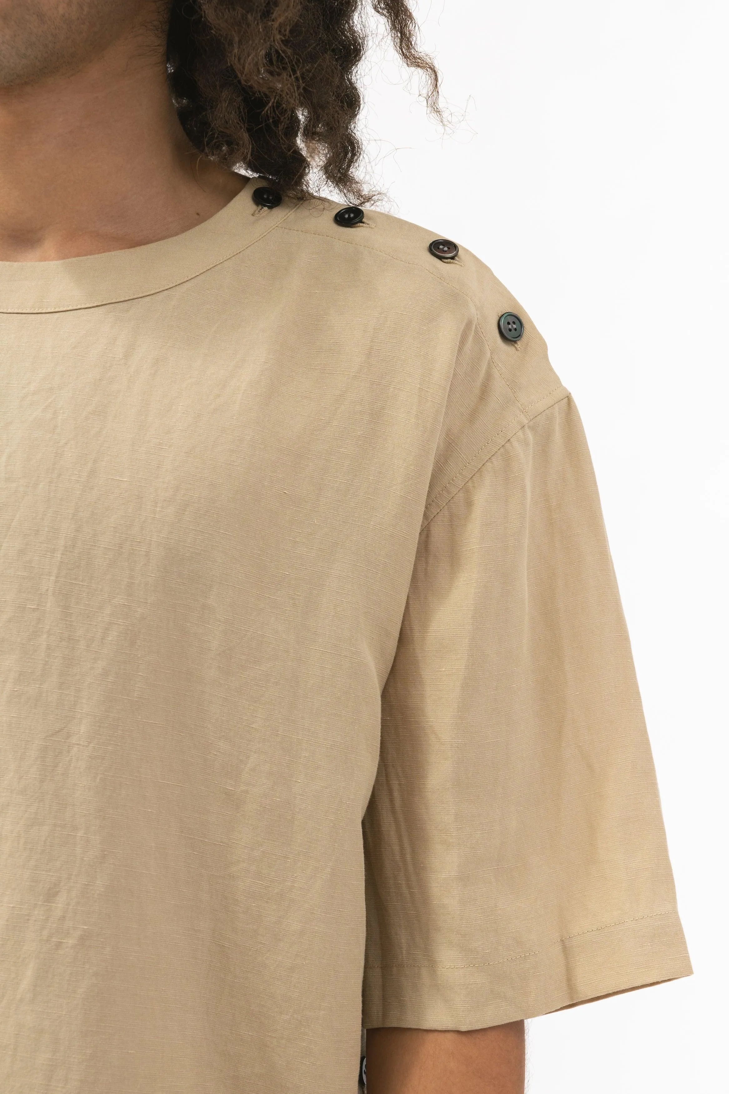 Bamboo Shoulder Accent Linen Pullover