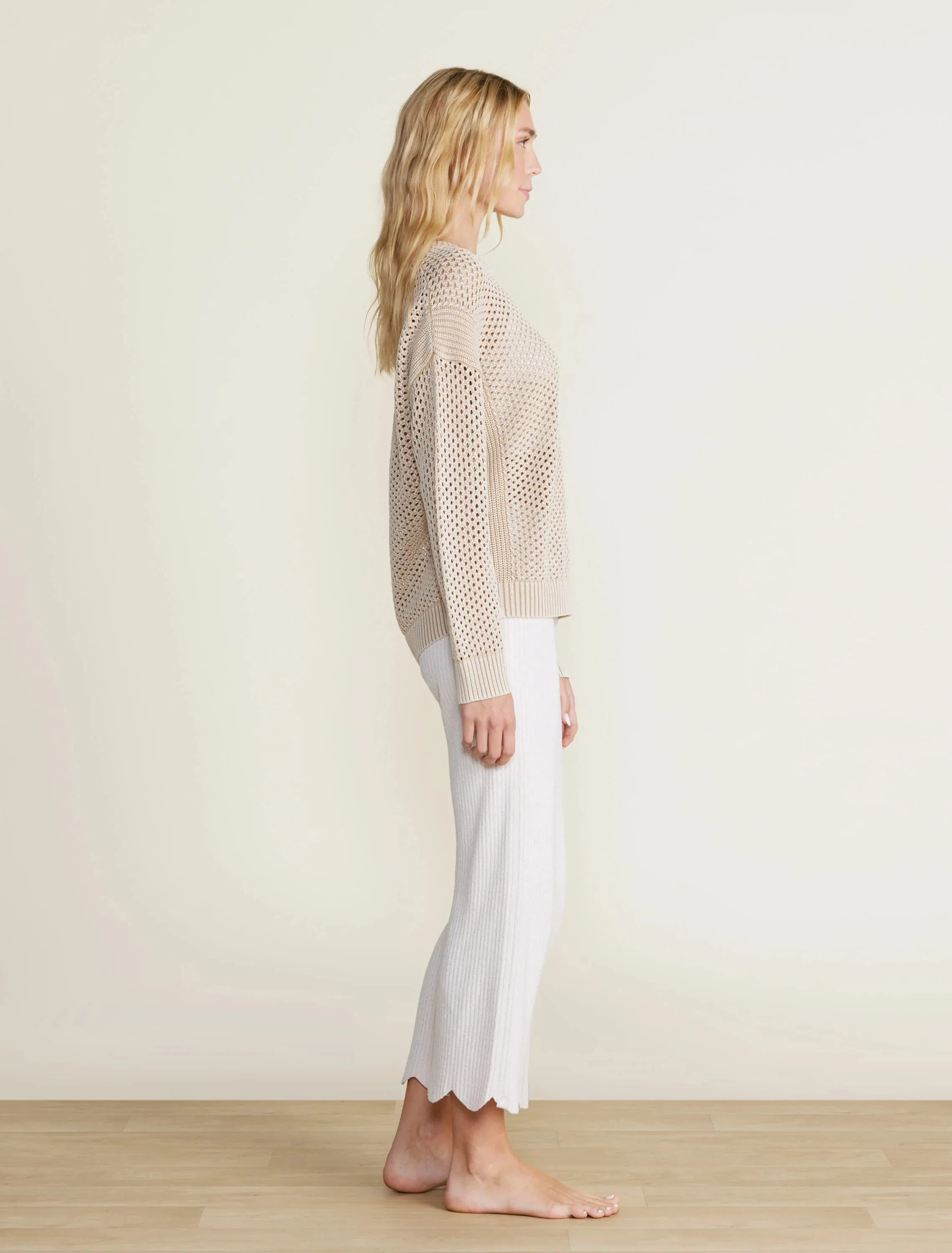 Barefoot Dreams - Sunbleached Open Stitch Pullover - Stone