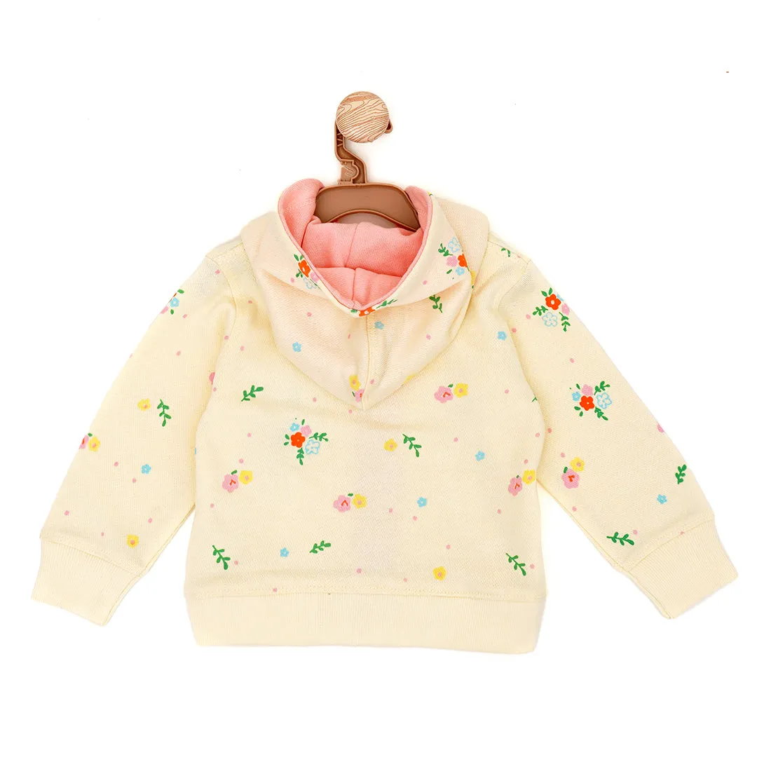 Bird House Off-White Floral Zipper Sweater