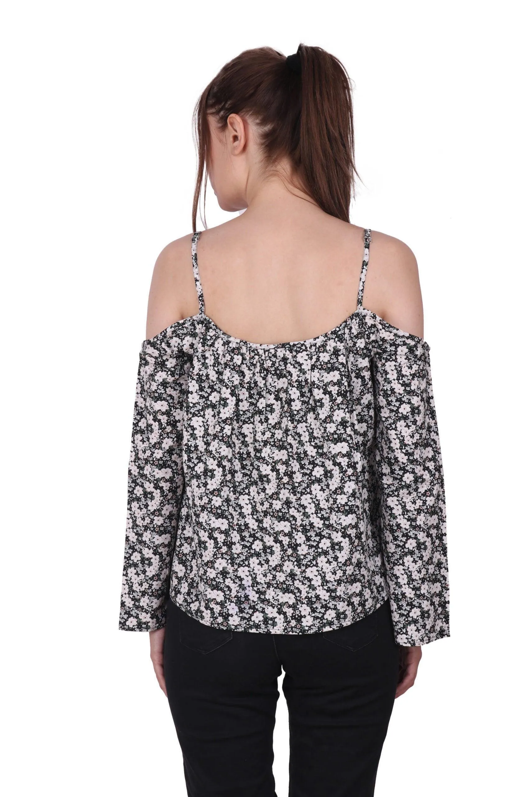 Black & White Small Floral Printed Top