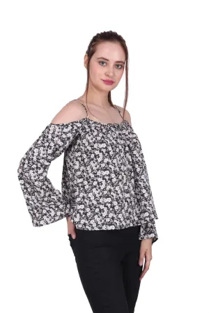 Black & White Small Floral Printed Top