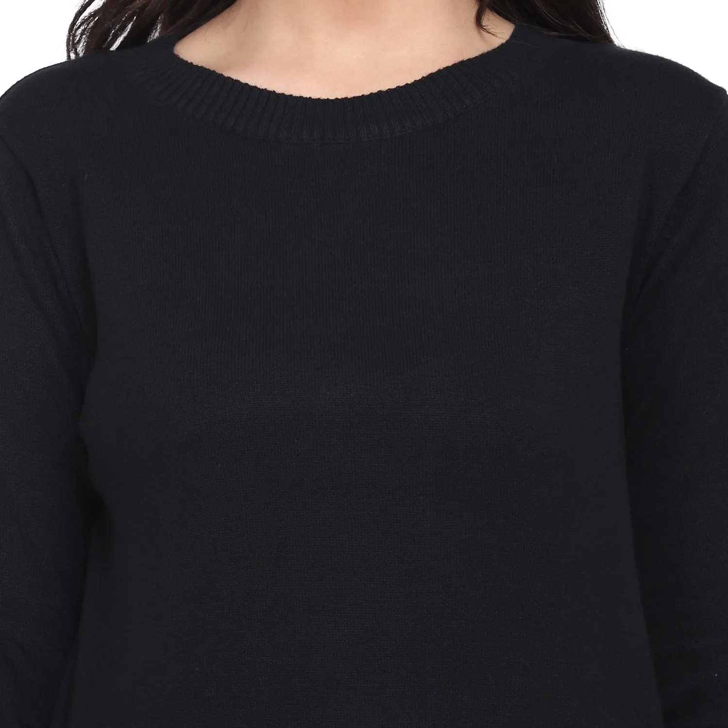 Black Cotton Full sleeves Women's Winter Pullover 