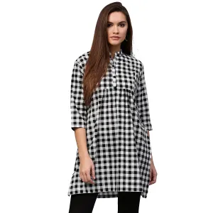 Black printed 3/4th Sleeve Cotton tunic