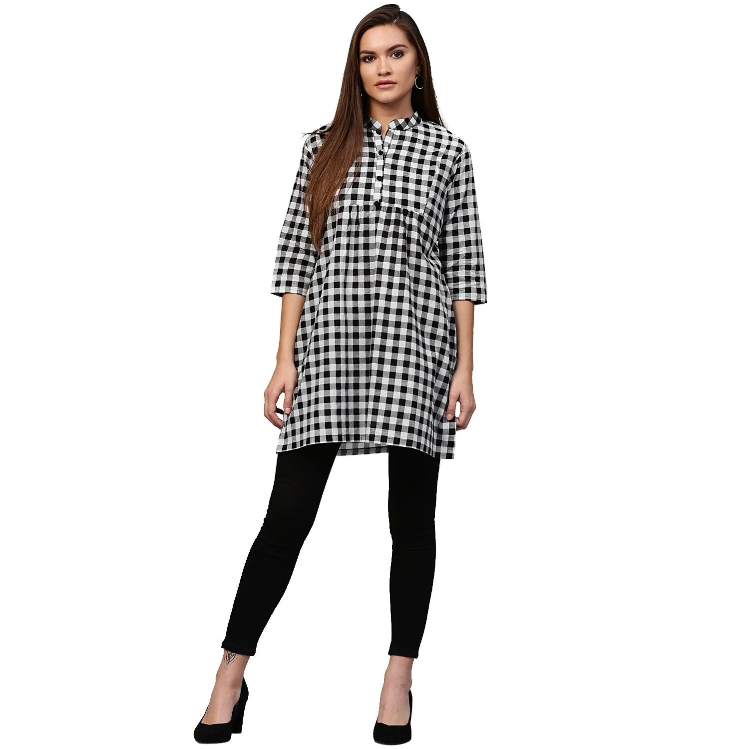 Black printed 3/4th Sleeve Cotton tunic