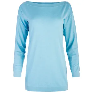 Boatneck Long Pullover in Azzurro Acqua