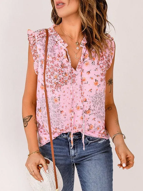 Bohemian Loose-Fit Floral Print V-Neck Pullover Vest For Women