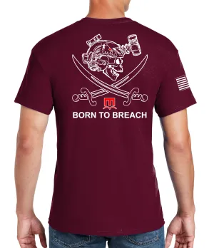 Born to Breach 50-50 Blend Maroon Unisex PT Short Sleeve Shirt. Approved for PT