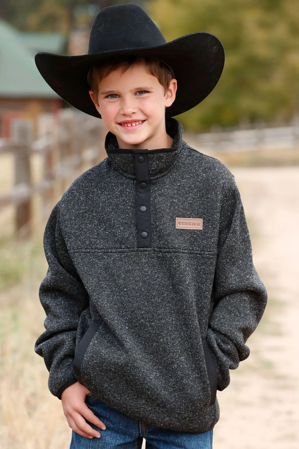 Boy's Cinch MWK7330004 Charcoal Fleece Pullover *CLOSEOUT*