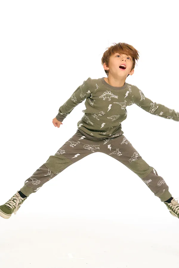 Boys Cozy Knit Dino Crew | Safari