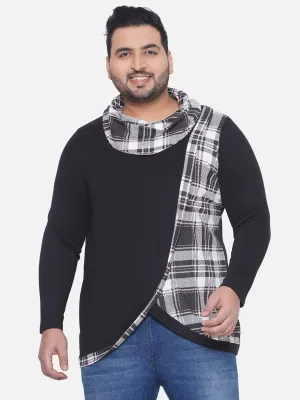 bpc- Plus Size Men's Regular Fit Cotton Black Casual Sweatshirt