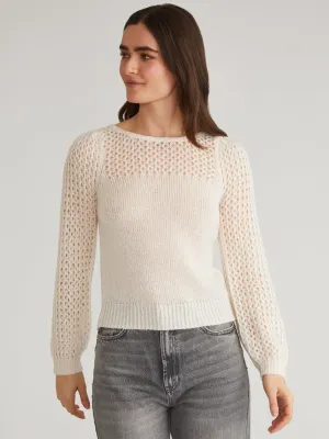 Brigid: Puff Sleeve Mesh Pullover