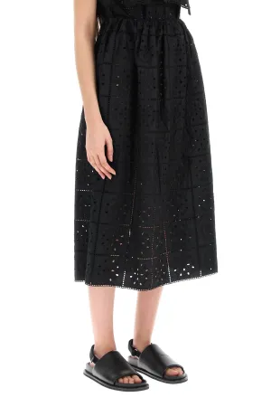 broderie anglaise midi skirt