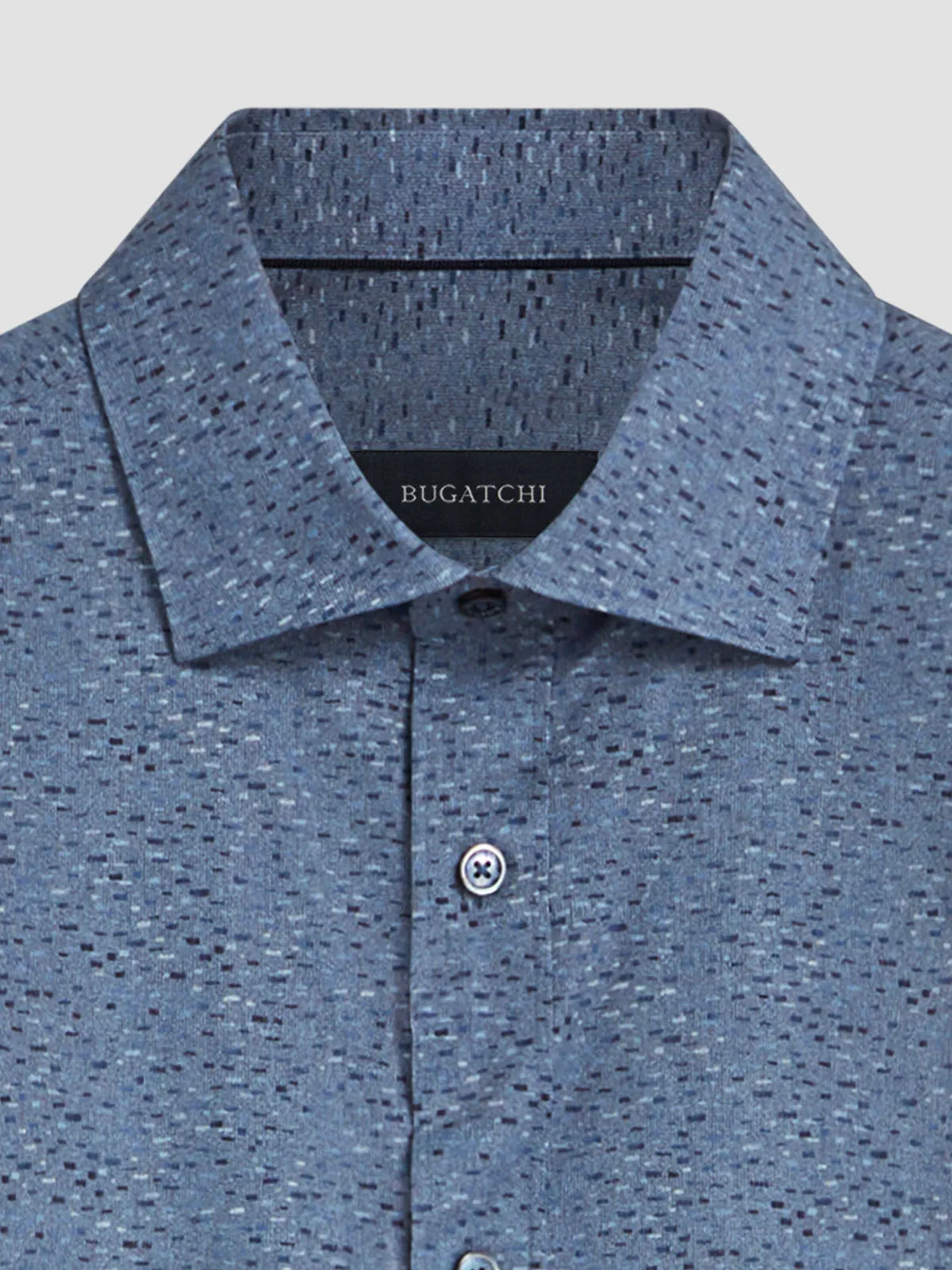 Bugatchi Dusty Blue Specks 6 Way Stretch Long Sleeve