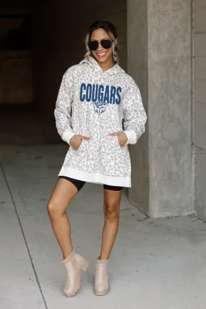 BYU COUGARS FIERCE FAN SIDE SPLIT LEOPARD HOODIE