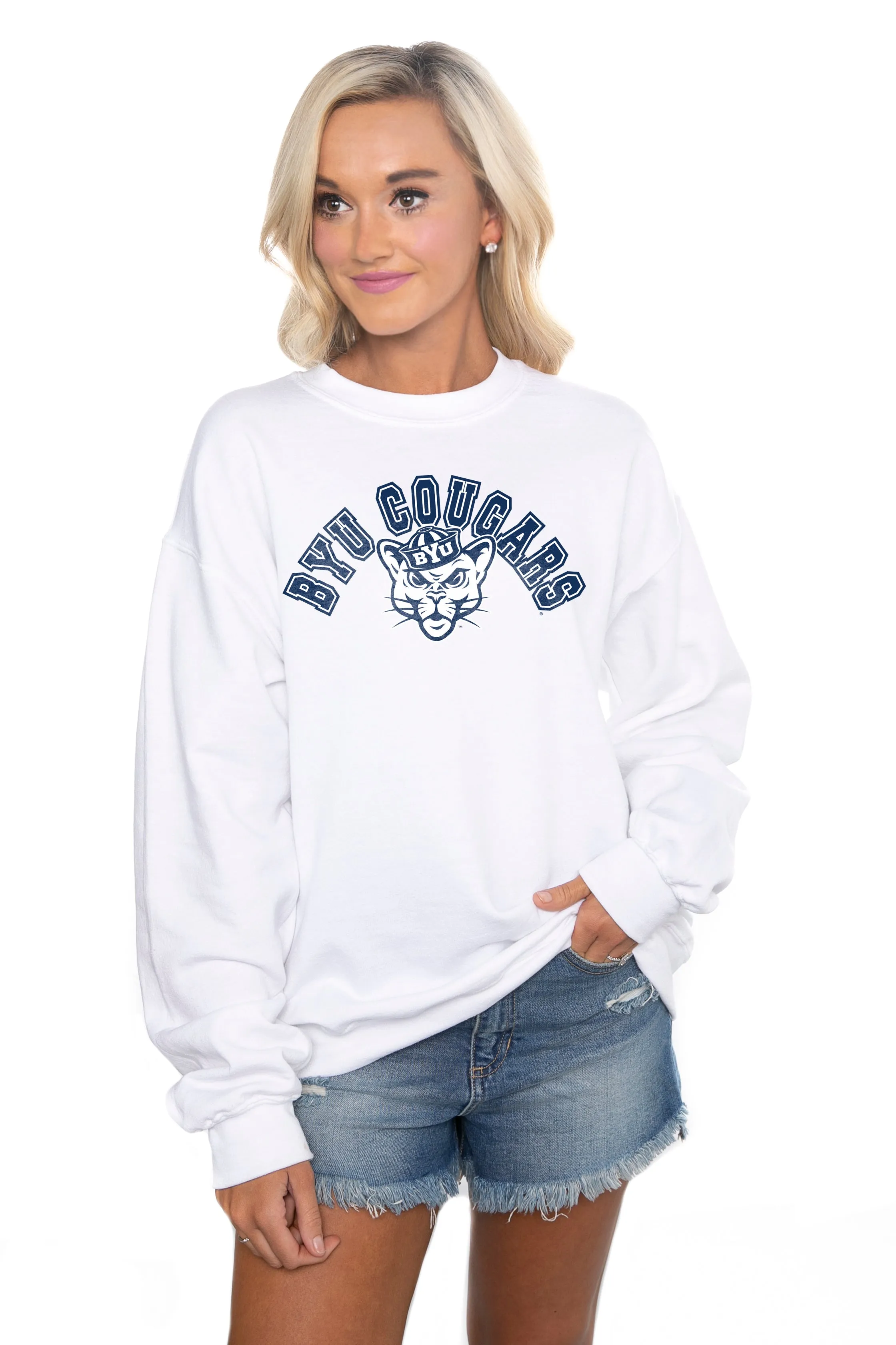 BYU COUGARS "HIT THE HIGHLIGHTS" PERFECT CREW SWEATSHIRT