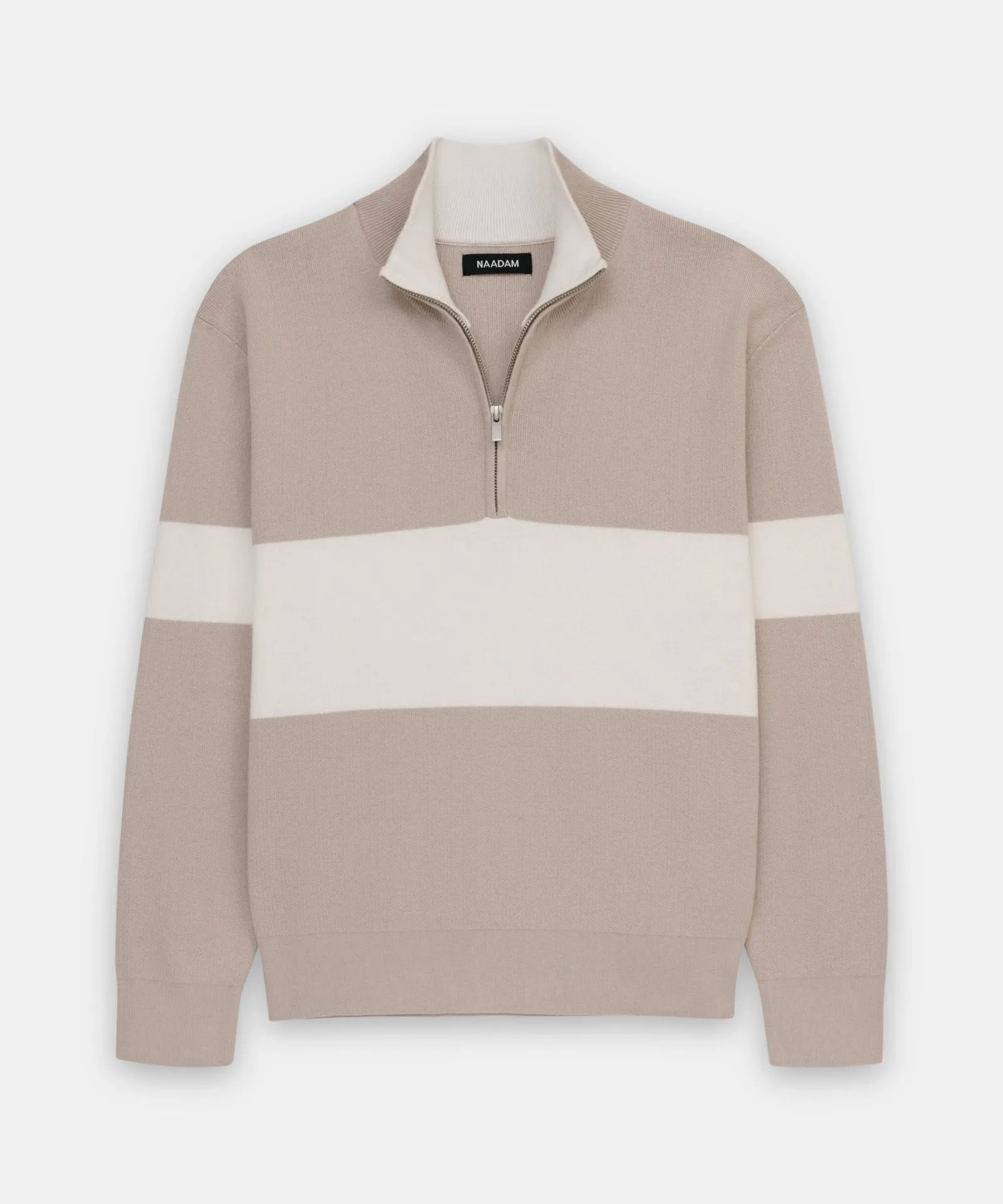 Café Cotton Cashmere Striped Quarter Zip