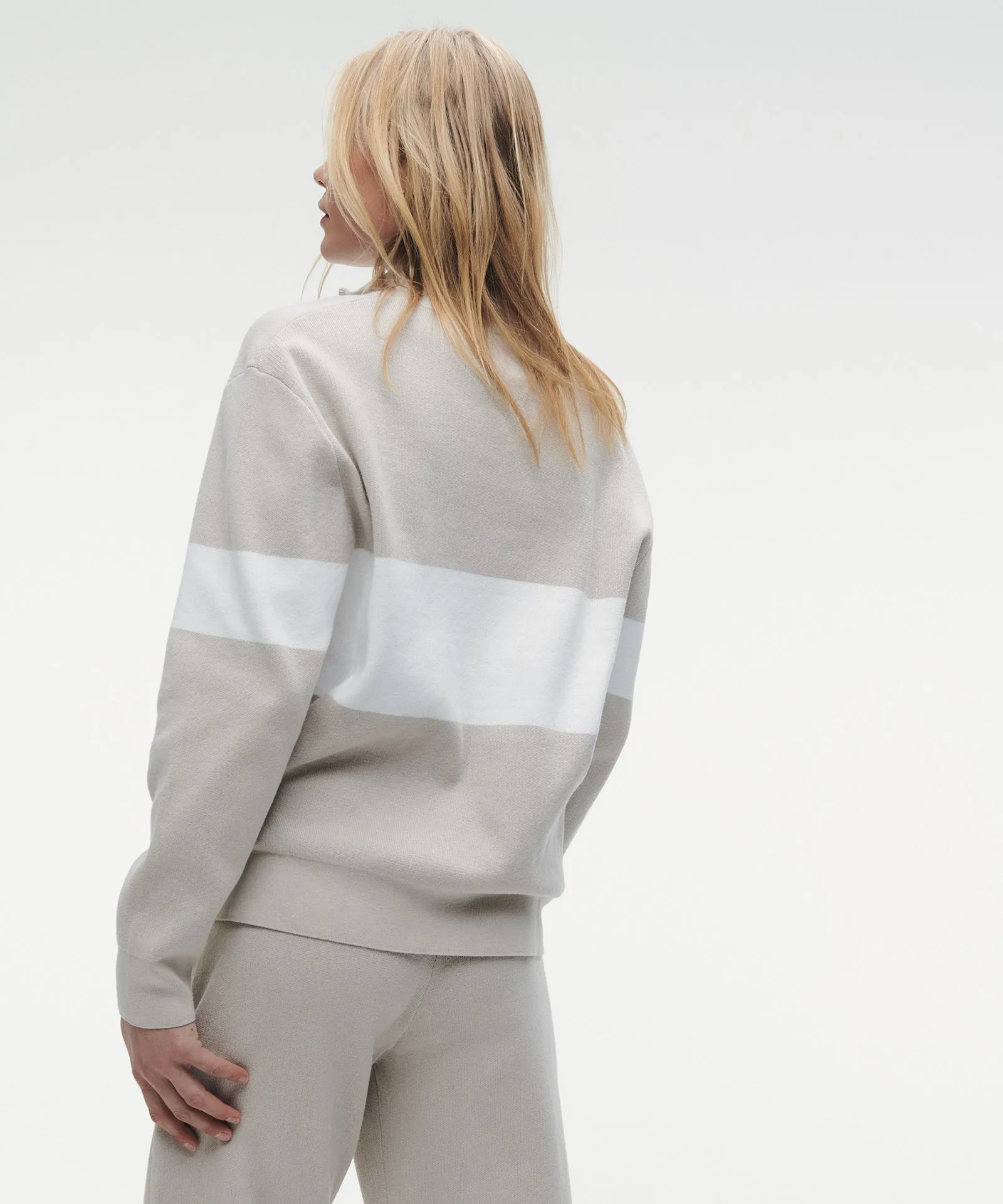 Café Cotton Cashmere Striped Quarter Zip