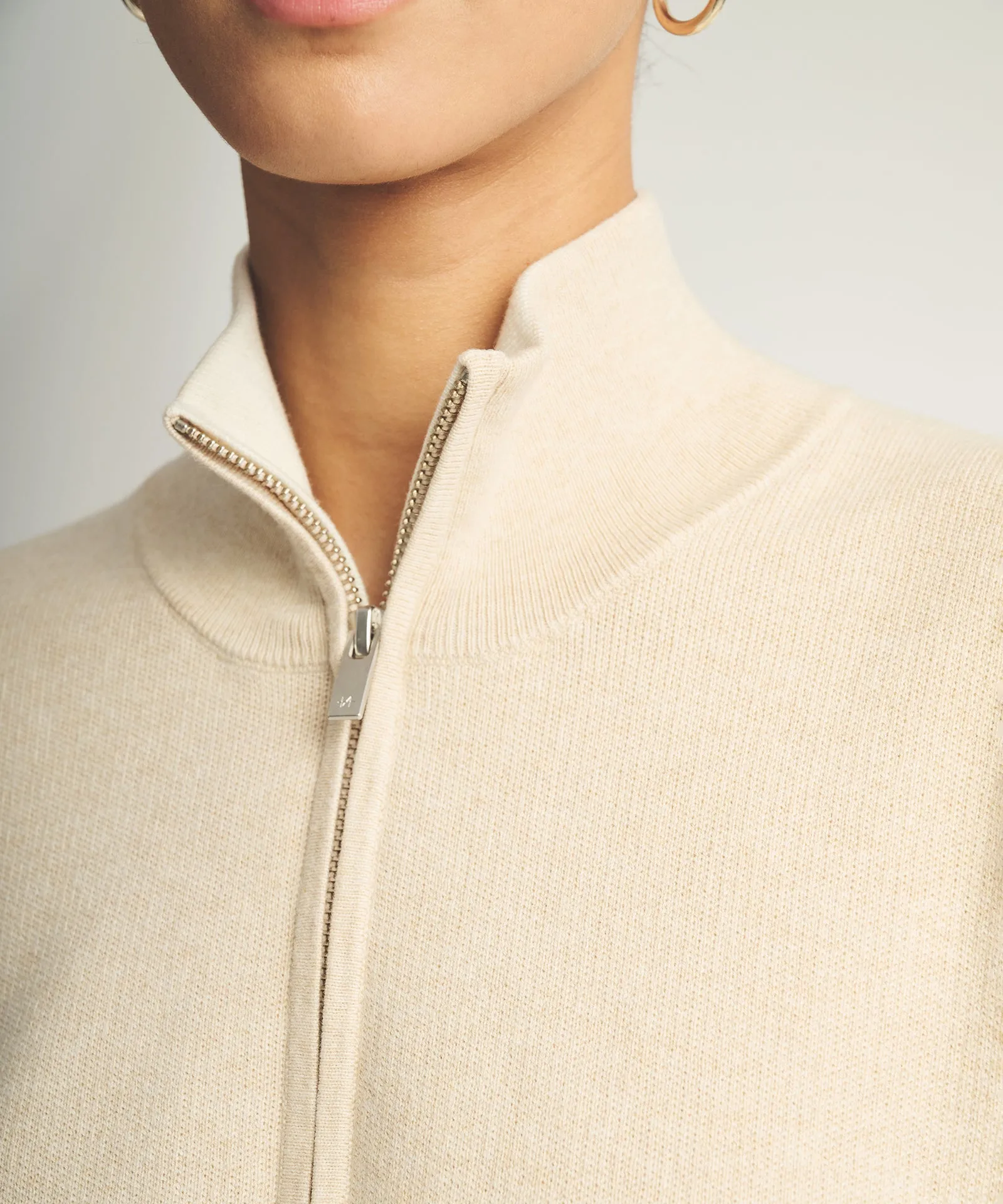 Café Cotton Cashmere Striped Quarter Zip