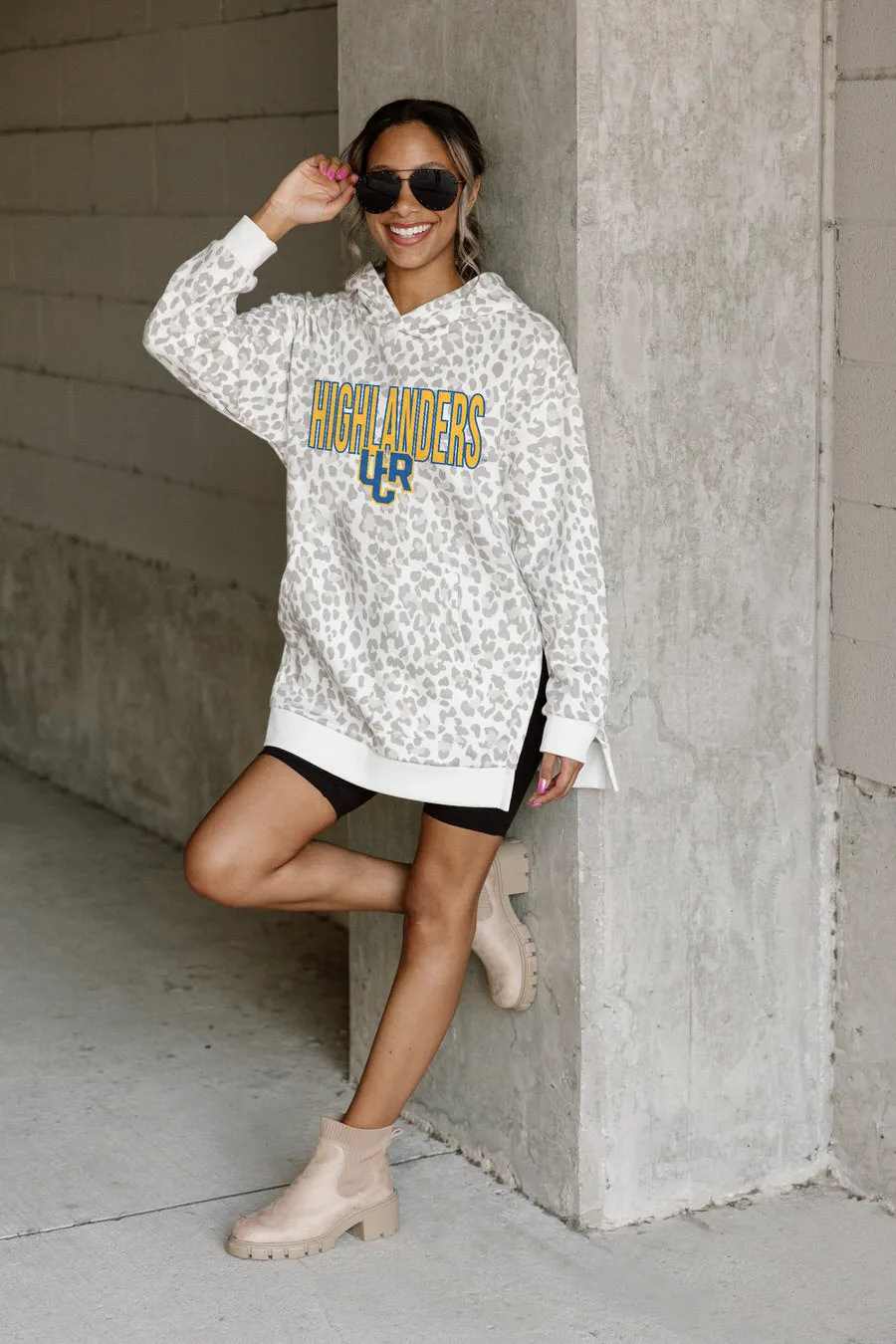 CALIFORNIA RIVERSIDE HIGHLANDERS FIERCE FAN SIDE SPLIT LEOPARD HOODIE