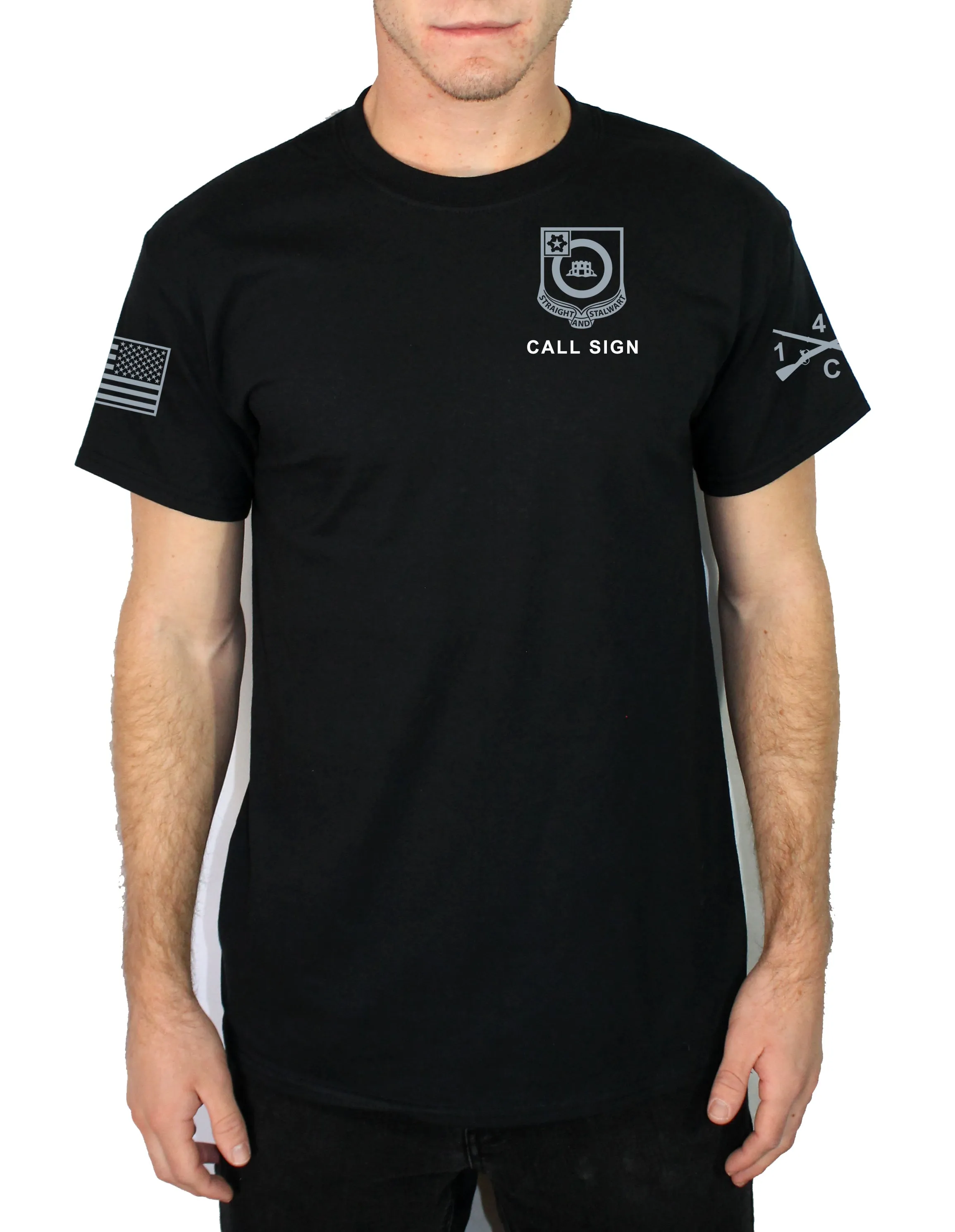 Centurion Co 50-50 Blend Black Unisex PT Short Sleeve Shirt. Approved for PT.