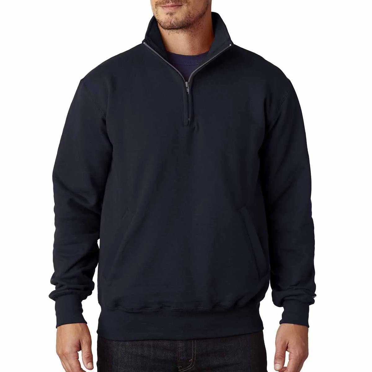 Champion Men's Navy Adult Double Dry Eco Quarter-Zip Pullover Fleece