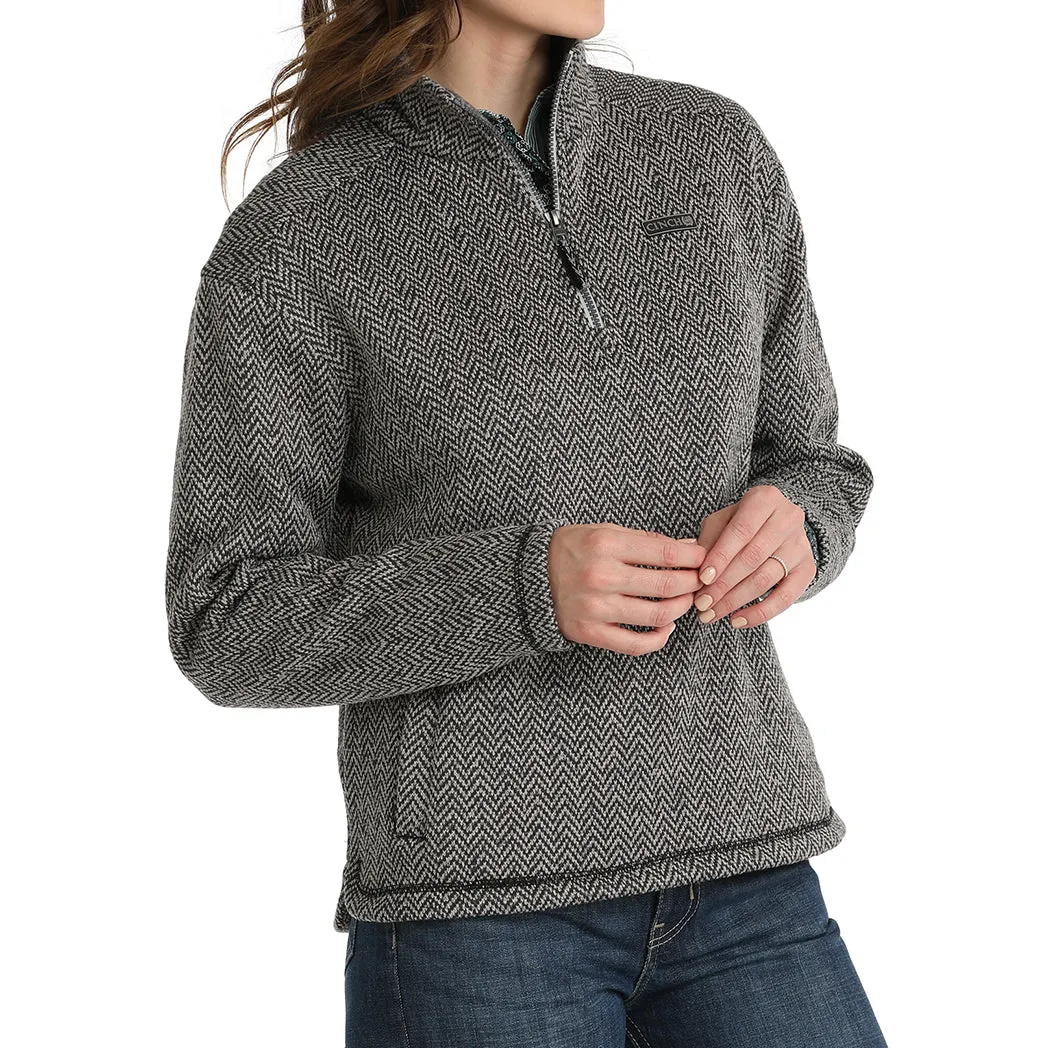 Cinch Women's Grey Herringbone 1/4 Zip Pullover