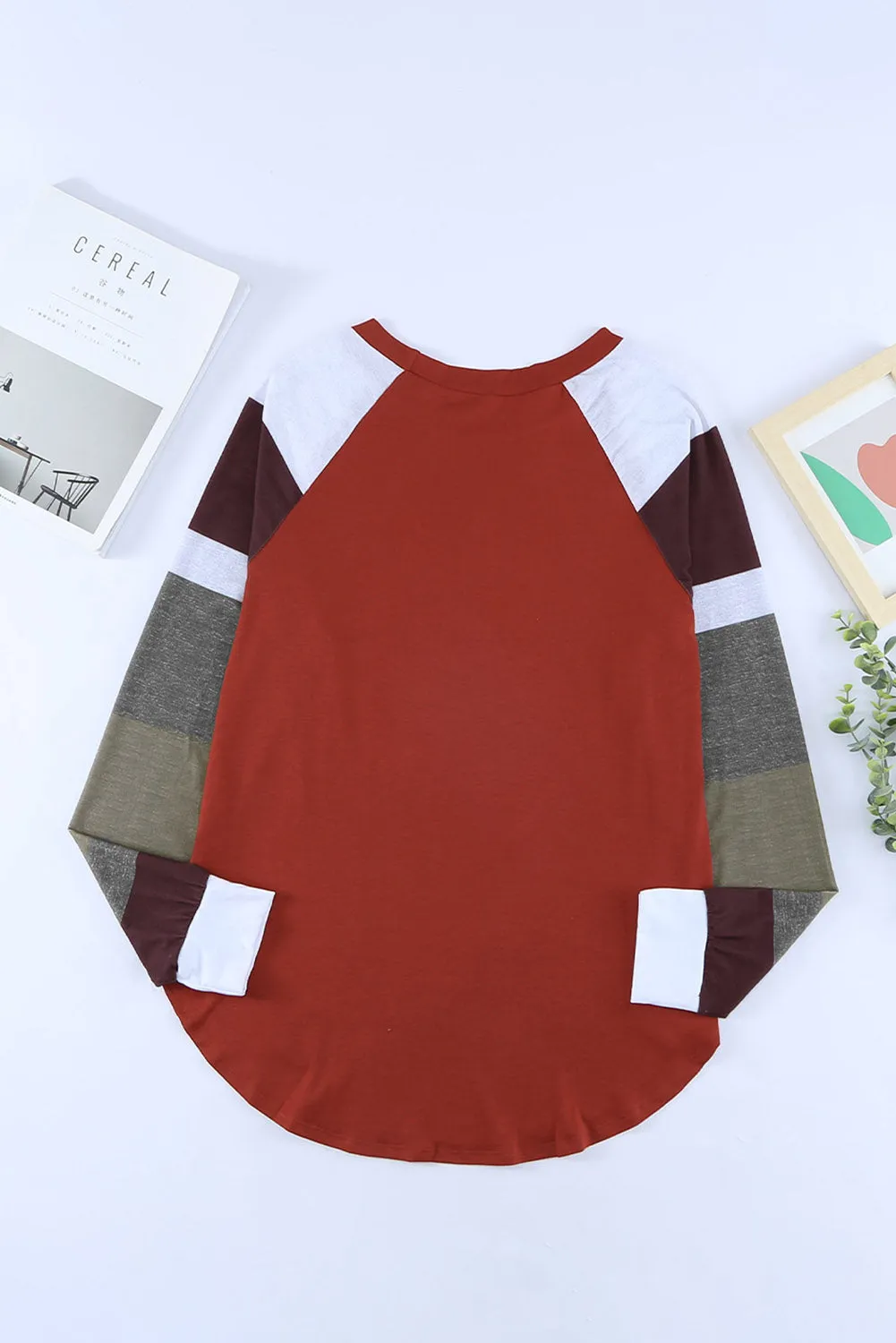 Color Block Long Sleeves Pullover Top